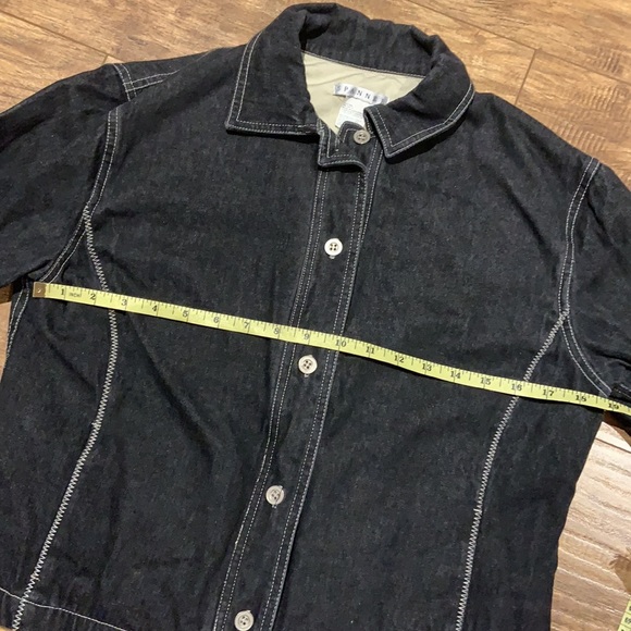 SPANNER Black jean jacket with ruffled cuffs - Picture 10 of 10